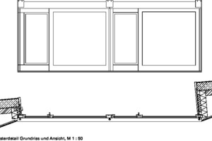  Fensterdetail Grundriss und Ansicht, M 1 : 50 