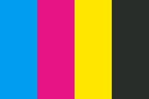  CMYK: Cyan, Magenta, Yellow und Key - der Schwarzanteil, die vier Farben beim Vierfarbdruck 